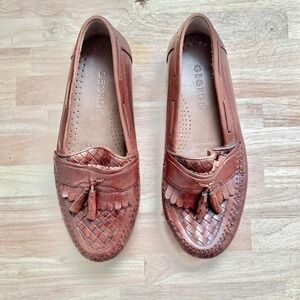Men's woven tassel leather loafer 10 W pink fringe prep